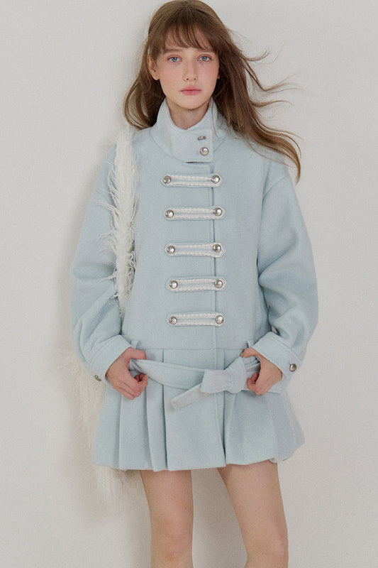 Petite Double-Breasted Woolen Coat