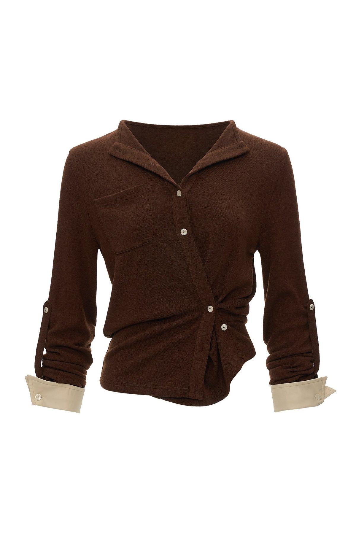 Button-Up Waist-Slimming Shirt Top