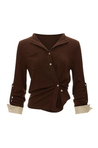 Button-Up Waist-Slimming Shirt Top