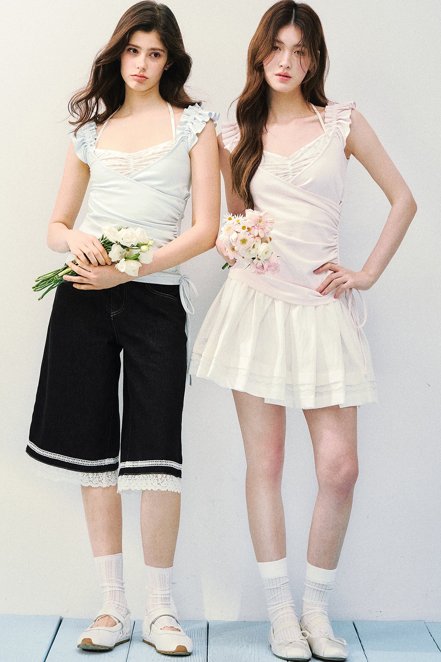 Flutter Sleeve Spliced T-Shirt