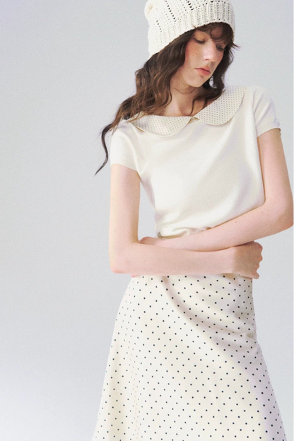 Doll Collar Short Sleeve Knit Top