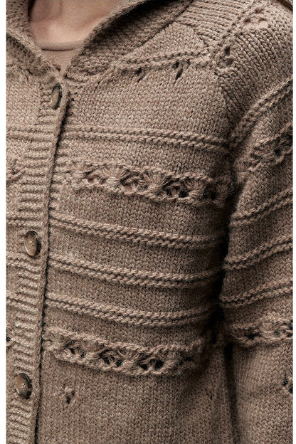 Hazelnut Diary 50% Wool Thick Knit Cardigan