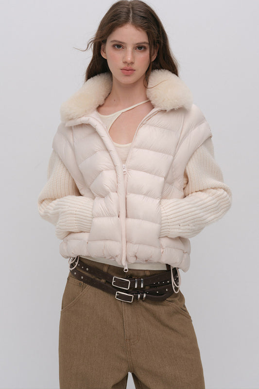 Convertible Detachable Knit Sleeve Down Vest