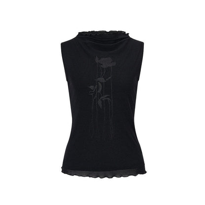 Top in Maglia con Ricamo e Nappe
