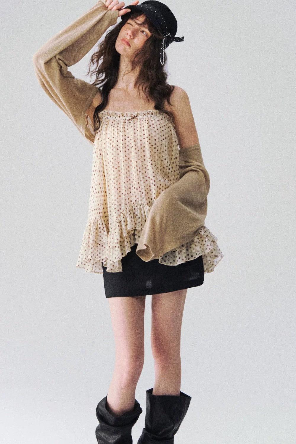 Airy Polka Dot Camisole Top