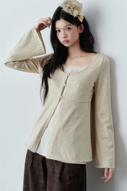 Long Sleeve Cashmere Cotton T-Shirt