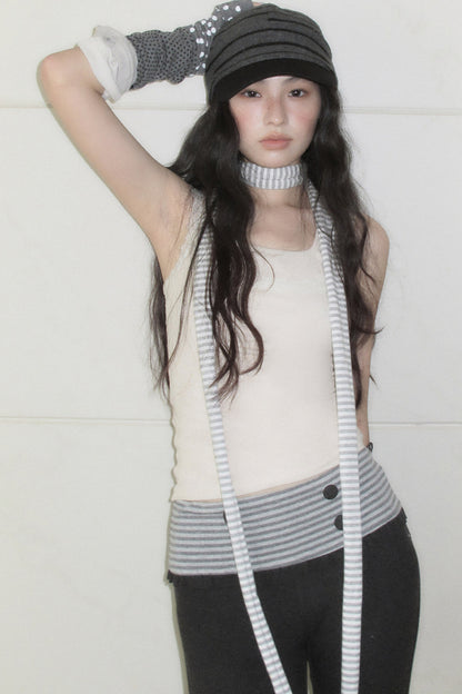 Halter Lace Camisole and Dark Pants Set-Up
