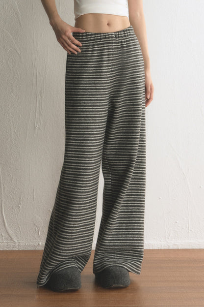 Drapey Loose Elastic Waist Striped Wide-Leg Pants