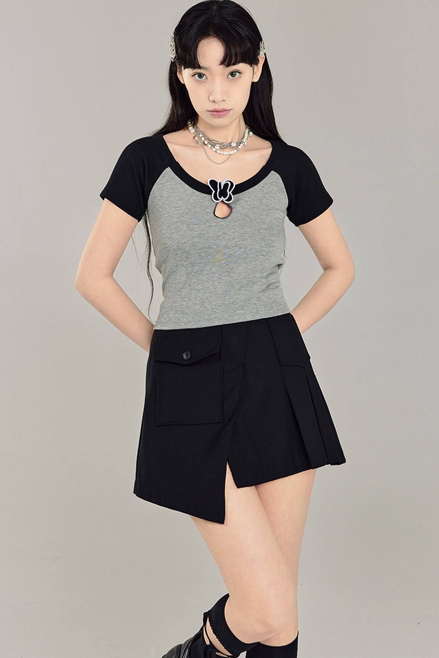 Butterfly Hollow-Out Color-Block Top