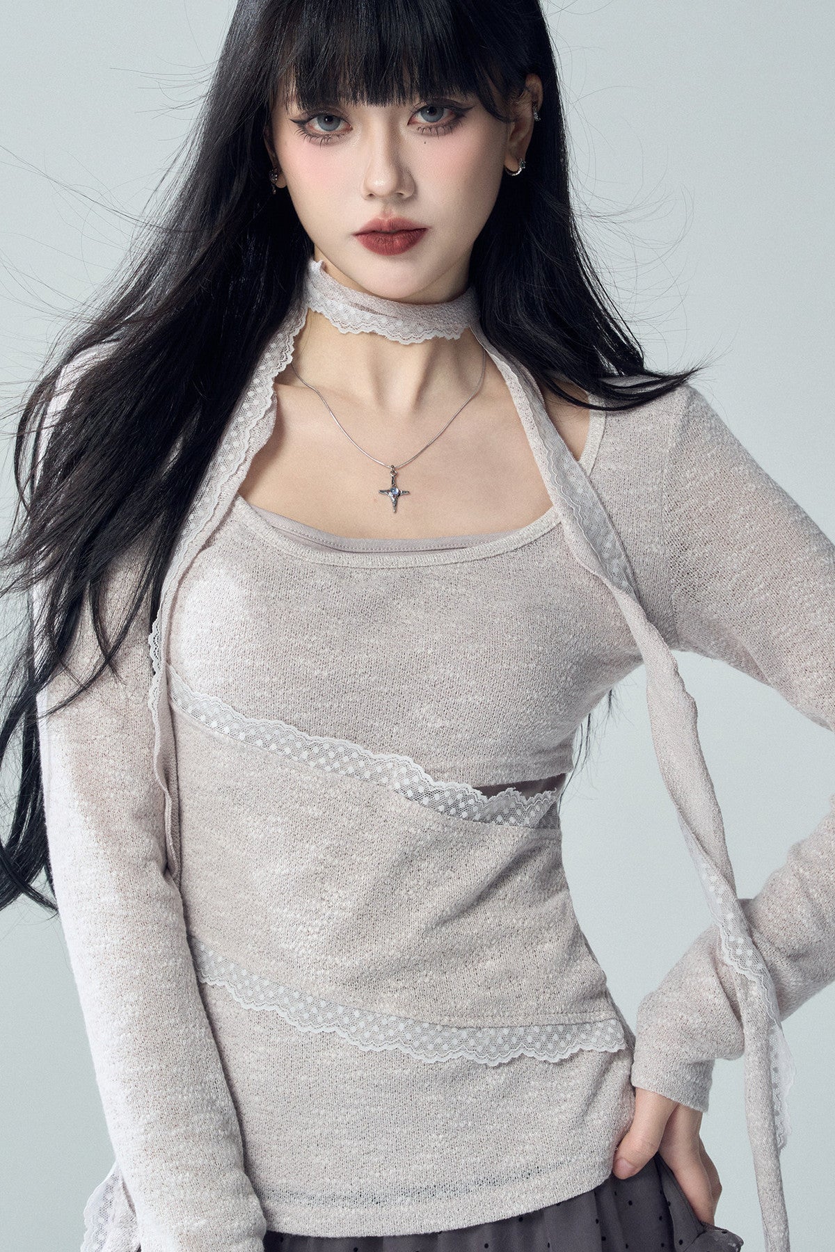 Irregular Layered-Look Knit Top