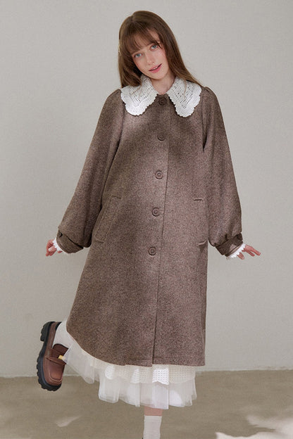 Brown Doll Collar Wool Coat