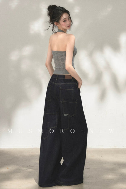 Vintage Asymmetric Denim Pants