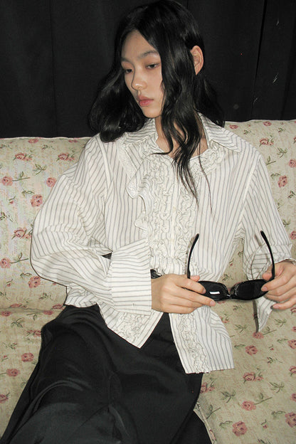 Asymmetrical Lace Jacquard Blouse