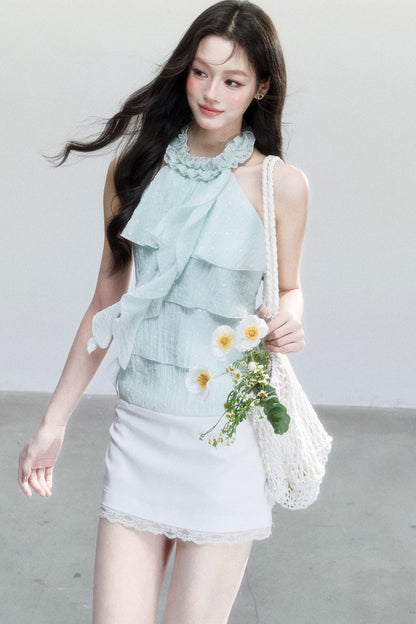 Mint Polka Dot Halter Top Set-Up