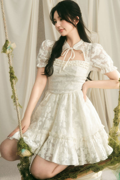 Chinese Style Princess Puff Sleeve Dress