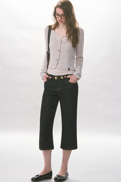 Textured Hollow-Out Knit Cardigan Jacket