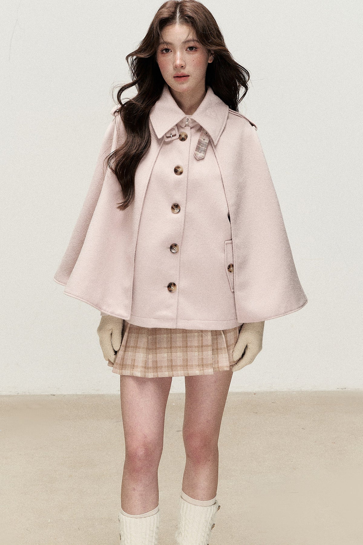 Retro Plaid Woolen Cape