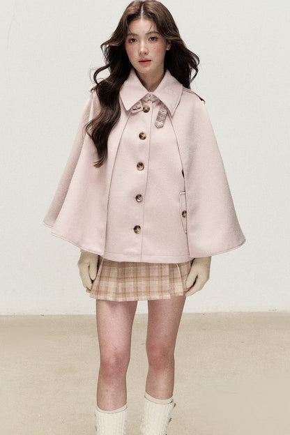 Retro Plaid Woolen Cape