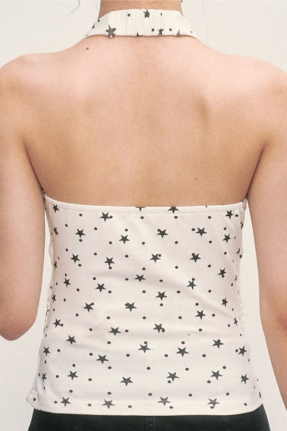 Top halter con estampado de estrellas