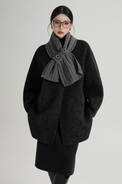 Scarf Collar Double-Sided Wool Coat