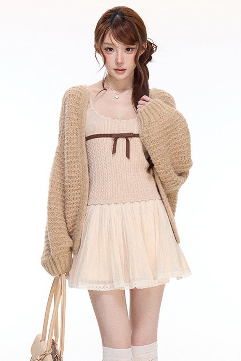 Knitted Color-Blocked Camisole Set-Up