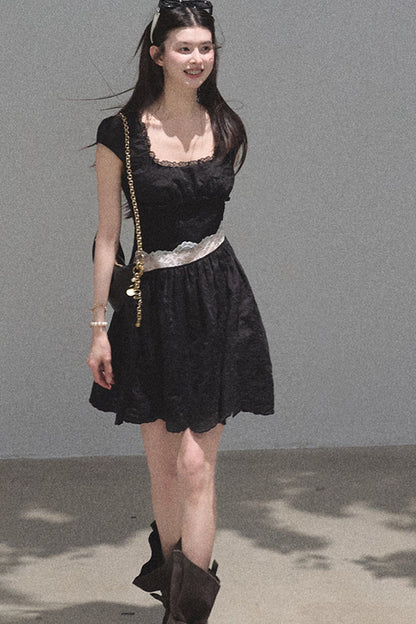 Lyocell Lace Waist-Cinching Dress