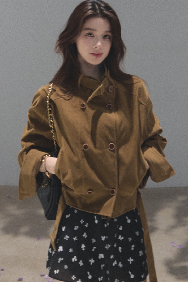 Short Suede Motorcycle Workwear Jacket