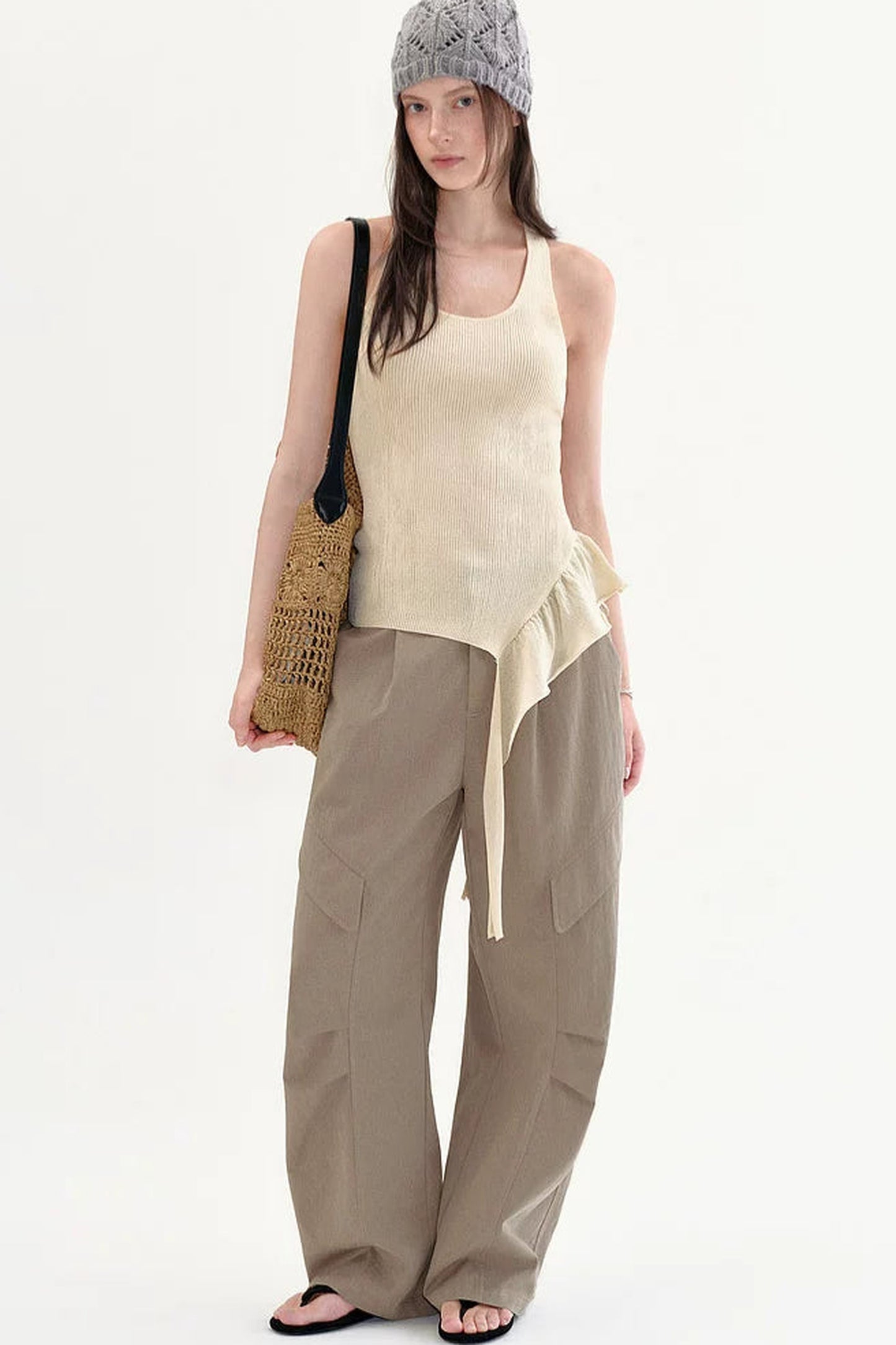Pantaloni a gamba larga a vita alta