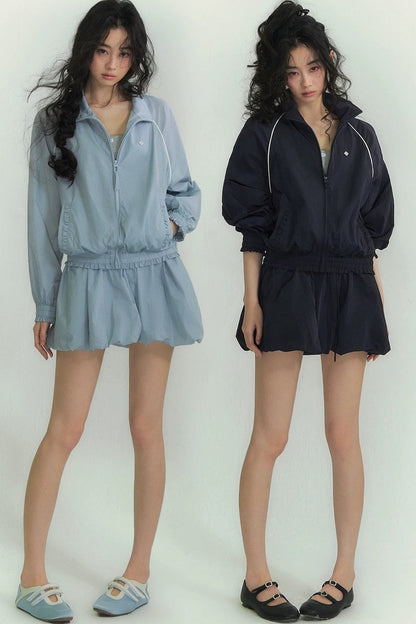 Floral patchwork collar jacket set