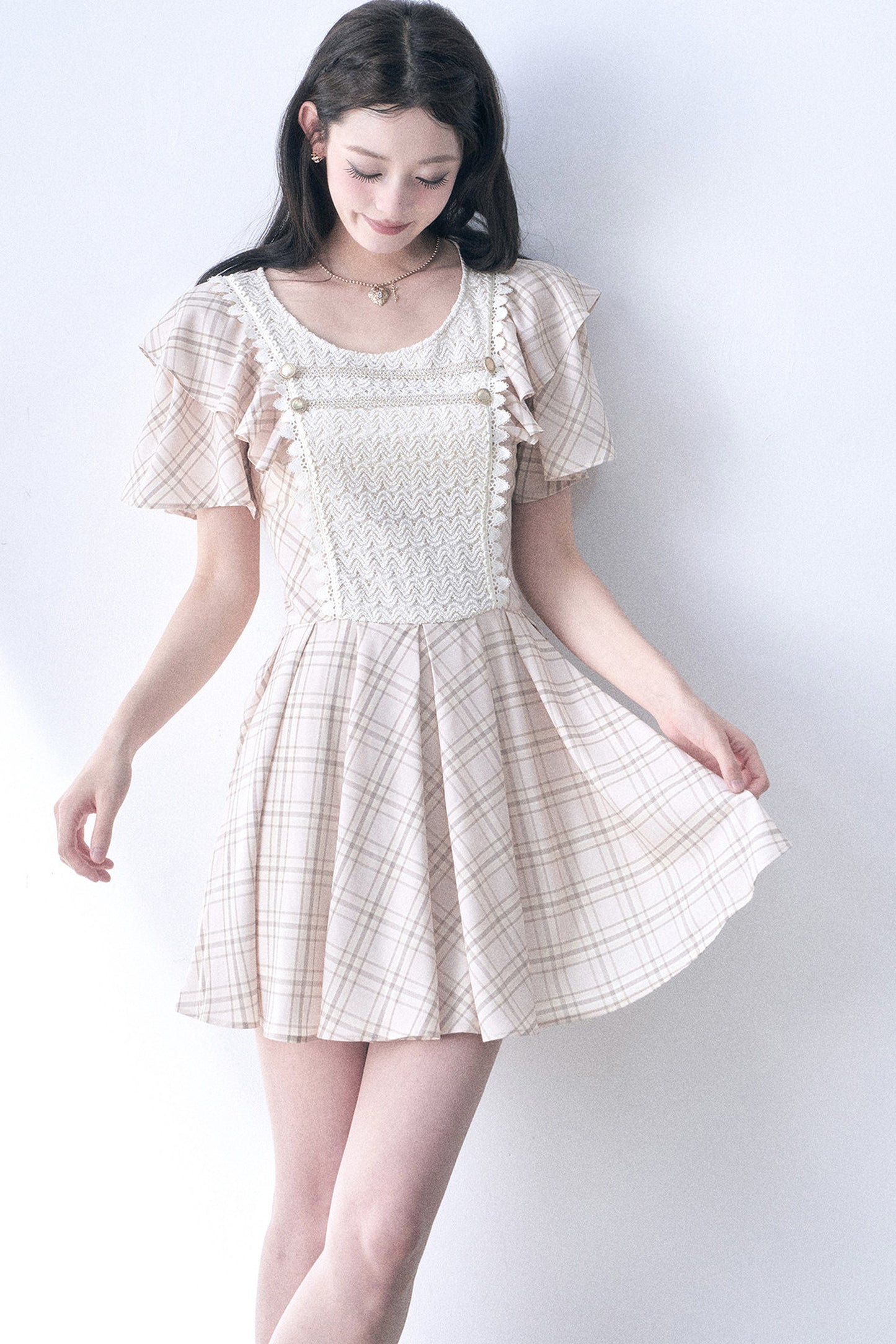Retro Knit Plaid Dress