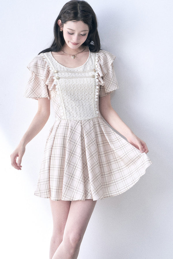 Retro Knit Plaid Dress