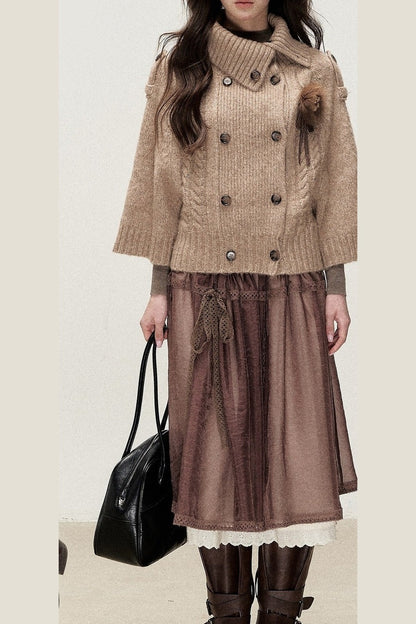 Double-Breasted Knit Jacket