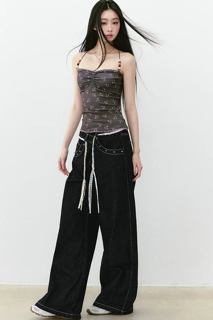 Irregular Waist Wide Leg Jeans