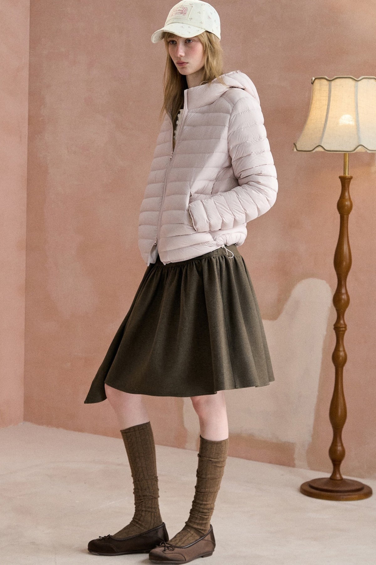 Ribbed Hooded Lightweight Down Jacket