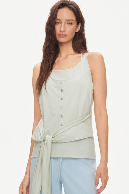 Layered-Look Tie U-Neck Camisole