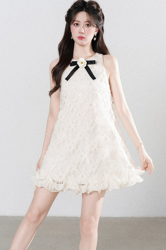 Apricot Neckholder-Kleid