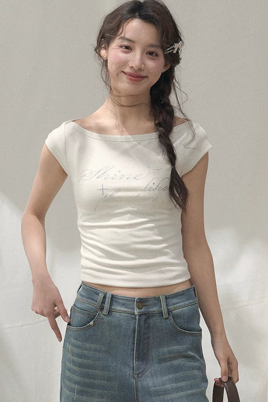 Rhinestone Off-Shoulder Top