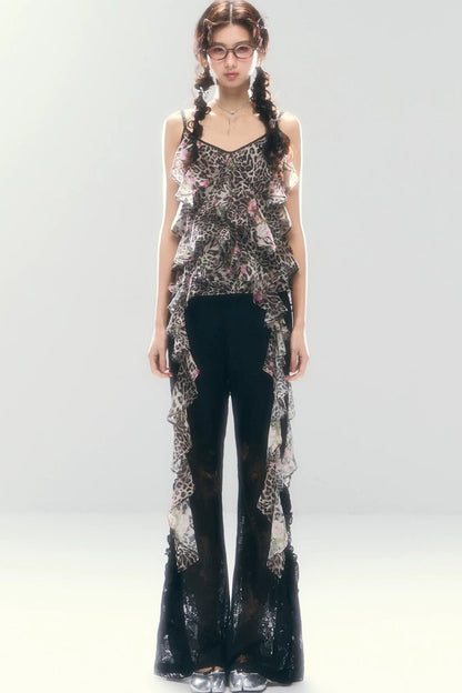 Leopard Print Irregular Chiffon Vest