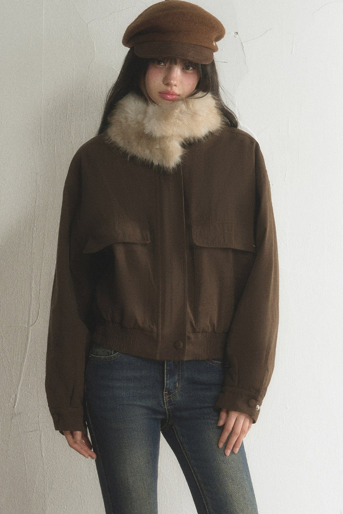 Loose Short Fur Collar Jacket