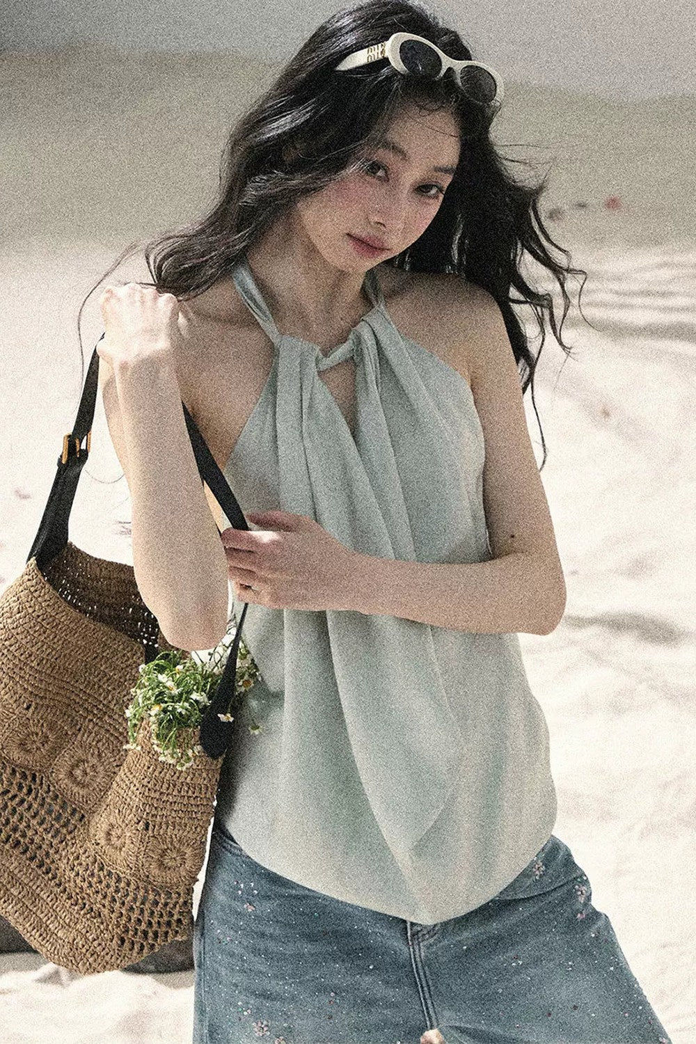 French Silk Backless Halter Top