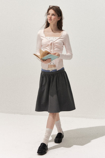 Floral Knot Tie Long Sleeve T-Shirt