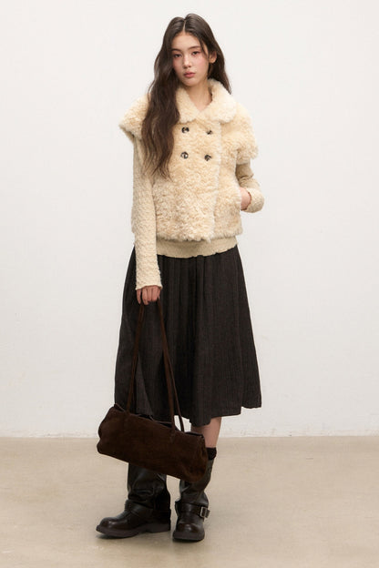 Brown Pleated Skirt and Jacket Set-Up
