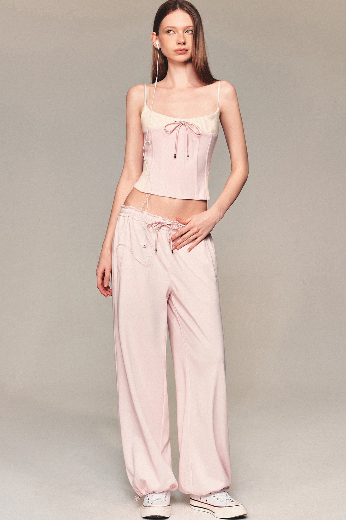 Slim-Fit Color-Block Camisole and Pants Set-Up