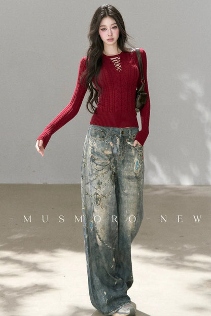 Punk Chain High-Waisted Jeans