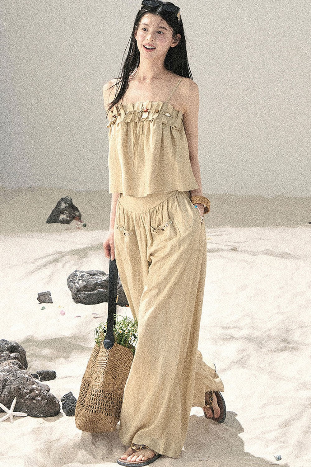 Korean Casual Camisole & Pants Set-Up
