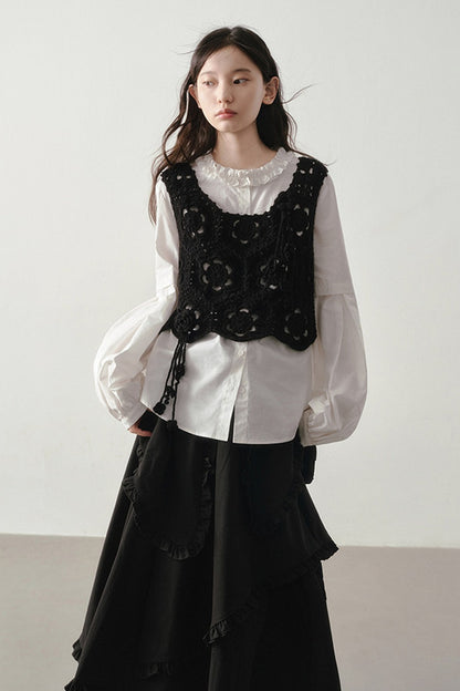 Original Design Gentle Floral Knitted Vest