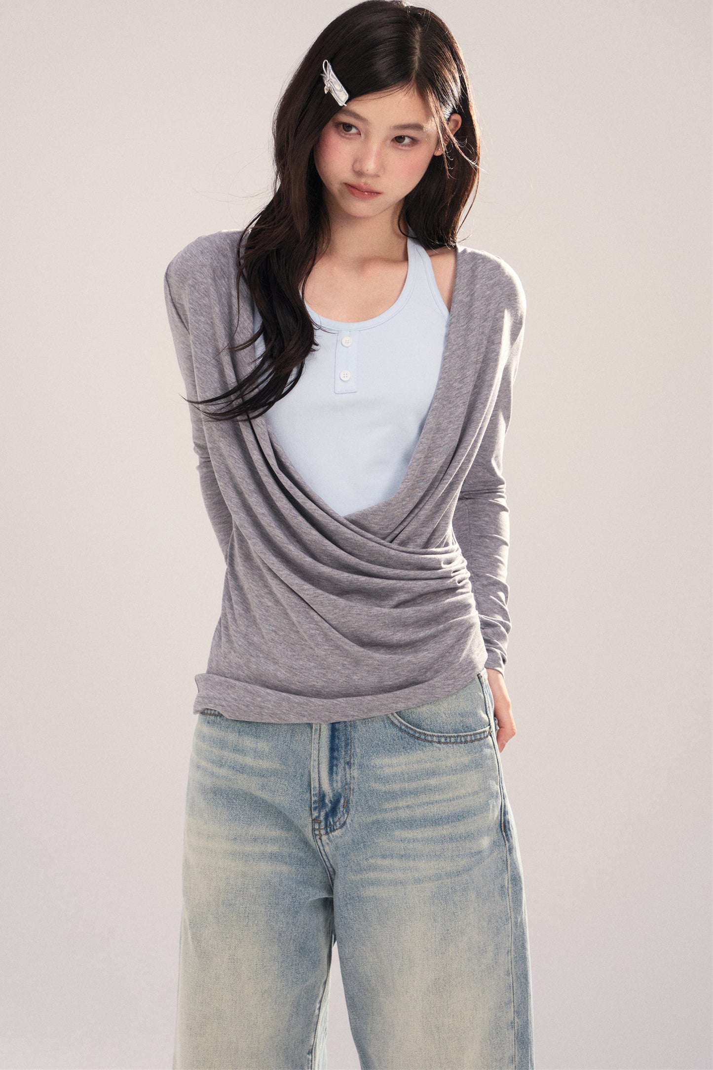 Layered-Look Long-Sleeve Top