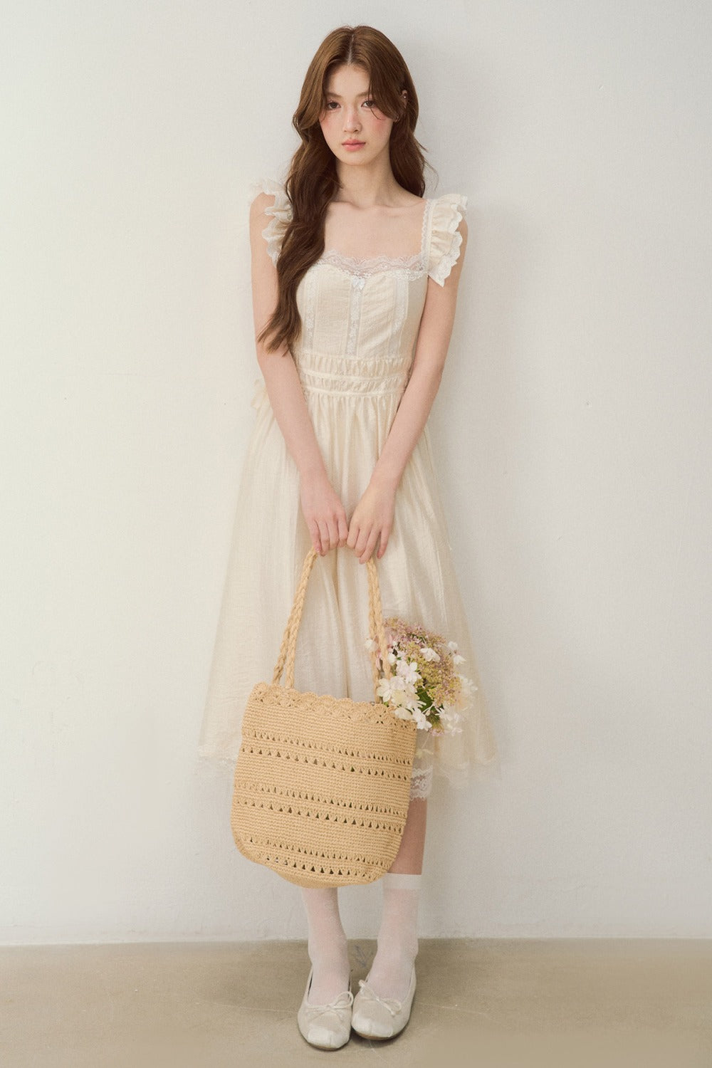 White Shell Lace Dress
