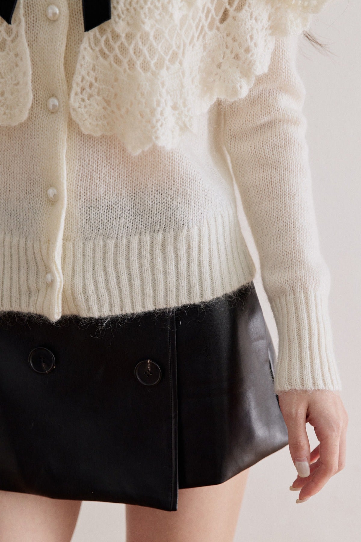 Double-Layer Crochet Bow Cardigan