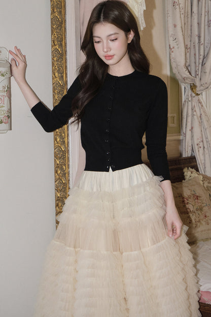 Multi-Layered Pleated Tulle Skirt